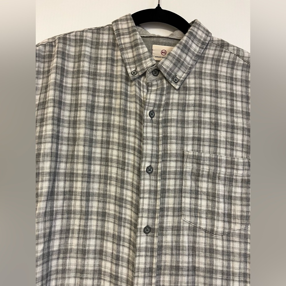 AG Adriano Goldschmied Men’s Medium Grey Gingham Plaid Button Down Shirt – EUC‎ - Picture 7 of 7